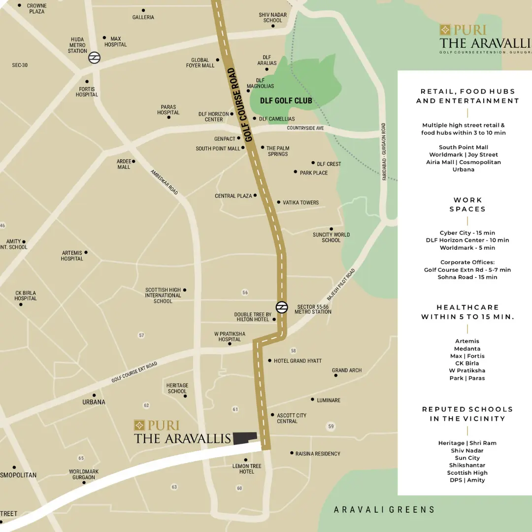 Puri The Aravallis Location Map